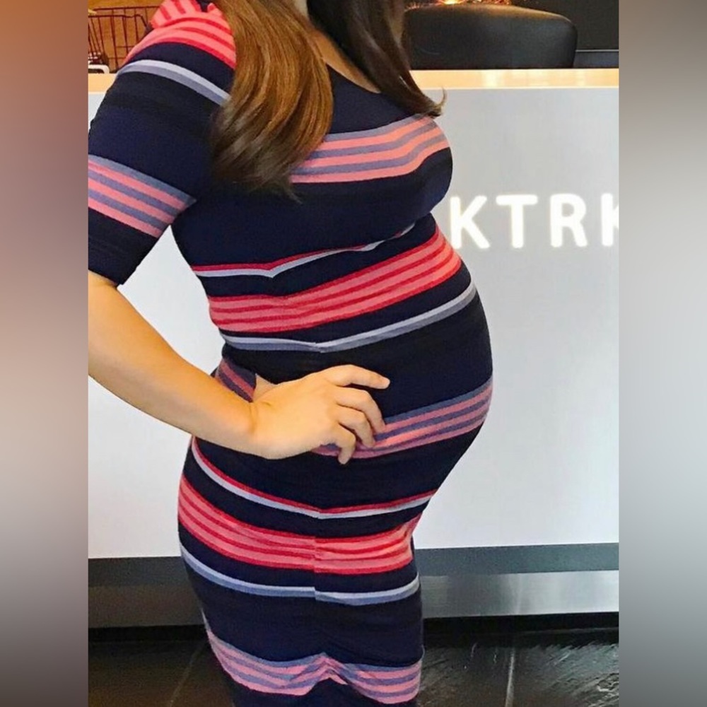 A Pea in the Pod striped navy dress
